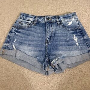 Eunina Blue Distressed Kara Jean Shorts XS